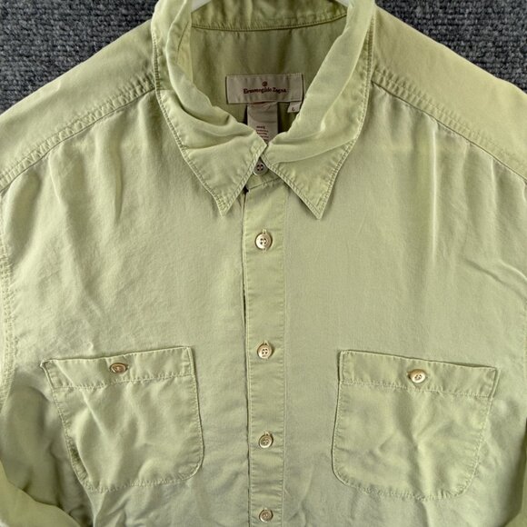 Ermenegildo Zegna All Tencel Italy Large Green Pocket Italian Shirt Long Sleeve - Picture 1 of 16